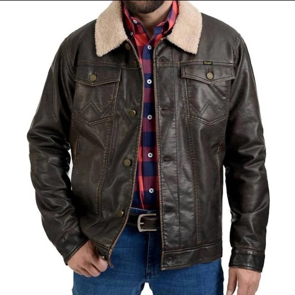 NWT Wrangler Faux Leather & Sherpa Jacket